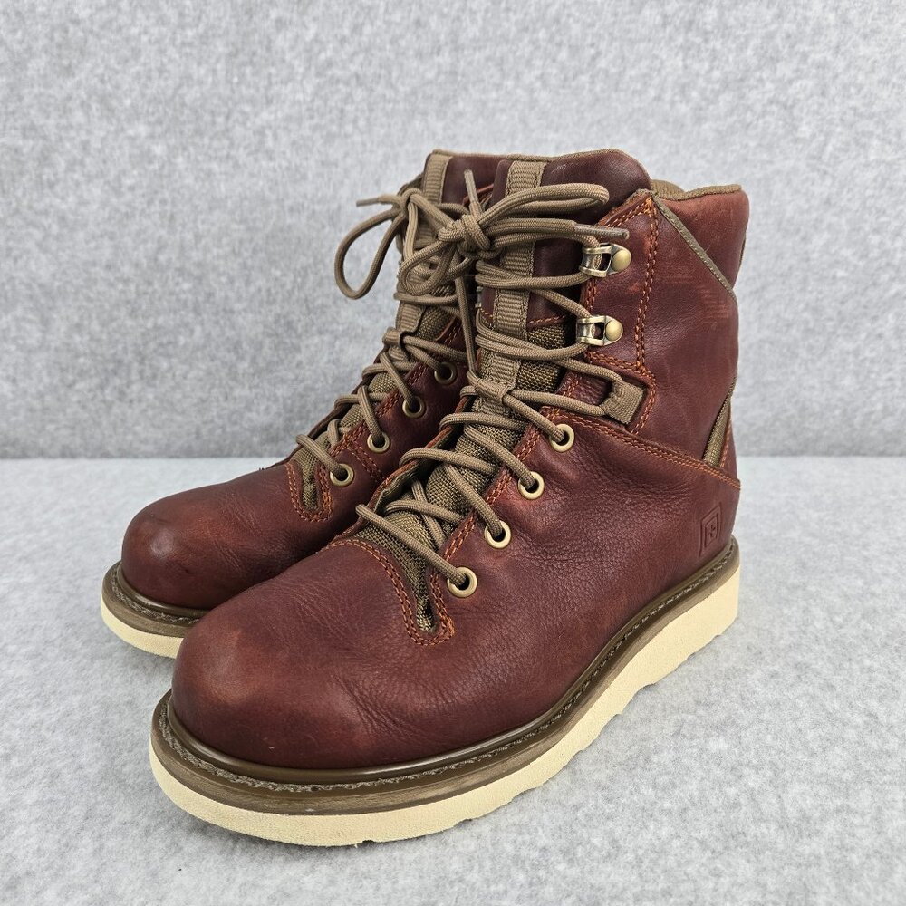 5.11 Tactical 6" Boots Mens US 9 Apex Wedge Rust Brown Leather Work Utility Lace